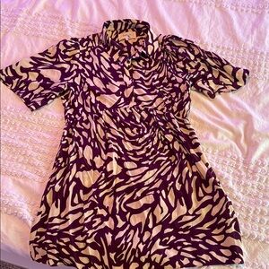ba&sh Purple and Cream Abstract Dress